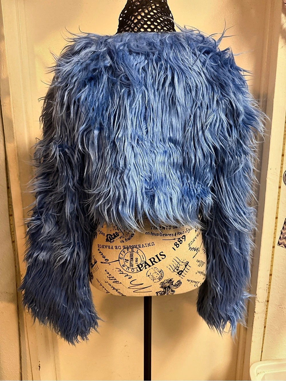 Blue Shaggy Faux Fur Jacket - Picture 2 of 5